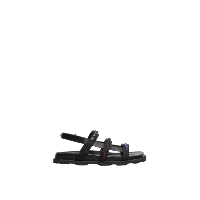 Moncler Vera Isla Leather Sandals, Women, Black, Size: 39