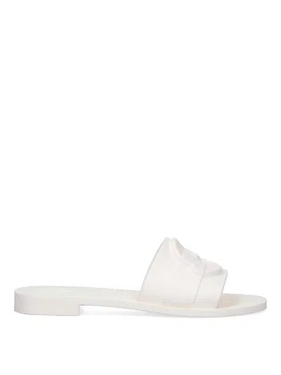 Moncler Flat Rubber Sole Slides In White
