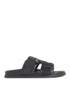 Moncler Logo-jacquard Rubber Sliders In Black