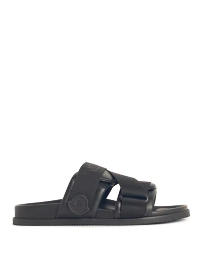 Moncler Black Leather Blend Sandals