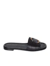 Moncler Black Slides With Distinctive Gold Emblem
