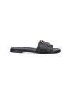 Moncler Black Leather Bell Slippers In Black