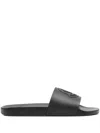 Moncler Basile Logo Embossed Slides In Black