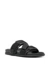 Moncler Mon Summer Leather Sandals With Nylon Details In Black