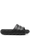Moncler Quilted Rubber Sole Open Toe Slides In Black