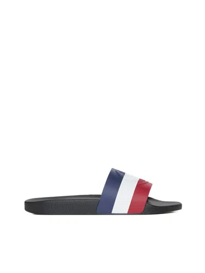 Moncler Man Sandals Midnight Blue Size 7 Rubber In Nero