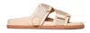 Moncler Women Mon Summer Leather Sandals With Nylon Details In Multi