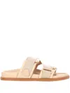 Moncler Women Mon Summer Leather Sandals With Nylon Details In Neutral