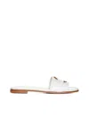 Moncler Bell Leather Slides In White