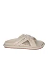 Moncler Bell Leather Crisscross Slide Sandals In White