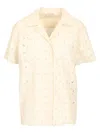 Moncler Short-sleeve Cotton Blend Shirt With Embroidered Design