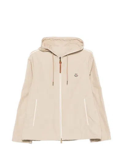 Moncler Sarracenia Hooded Jacket Long Sleeves Pockets In Neutral