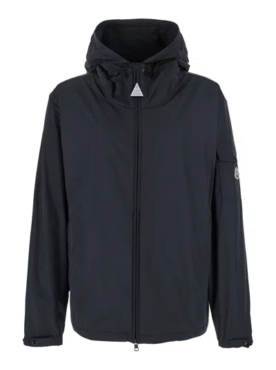 Moncler Hooded Windproof Jacket In Black