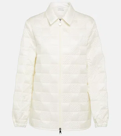 Moncler Checkerboard Quilted Shirt Jacket In White