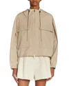 Moncler Sauvan Hooded Cotton Blend Jacket In Beige