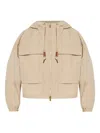 Moncler Sauvan Hooded Cotton Blend Jacket In Neutrals