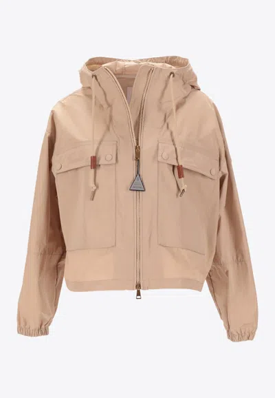 Moncler Sauvan Oversized Windbreaker Jacket In Brown