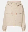 Moncler Sauvan Hooded Cotton Blend Jacket In Beige