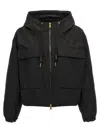 Moncler Snap Button Pockets Hooded Parka With Elasticated Cuffs In Black