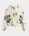 Moncler Sauvan Printed Short Parka In Animal Print