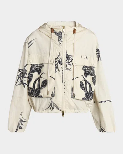 Moncler Sauvan Printed Short Parka In Animal Print