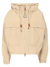 Moncler Sauvan Short Parka In Brown