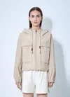 Moncler Sauvan Hooded Cotton Blend Jacket In Beige