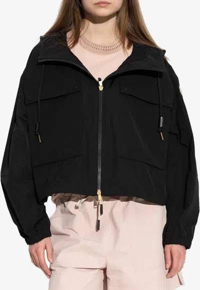 Moncler Sauvan Zip-up Cropped Jacket In Black