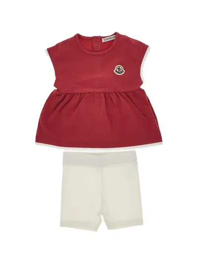 Moncler Babies' Scallop-trim Sleeveless Shorts Set In Red