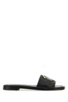 Moncler Black Leather Bell Slippers