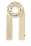 Moncler Off White Wool Knit Scarf In Neutral
