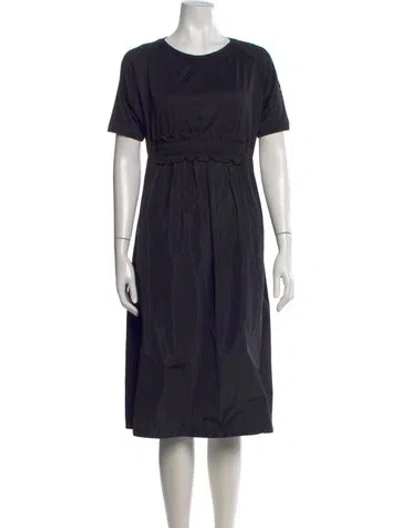 Pre-owned Moncler Scoop Neck Midi Length Dress In Black