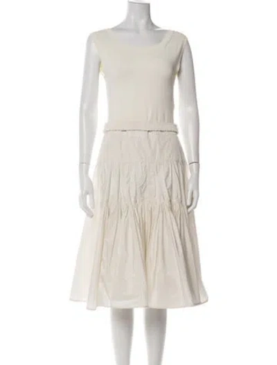Pre-owned Moncler Scoop Neck Midi Length Dress In Green