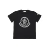 Moncler Scribble Logo Print T-shirt Kids In Black