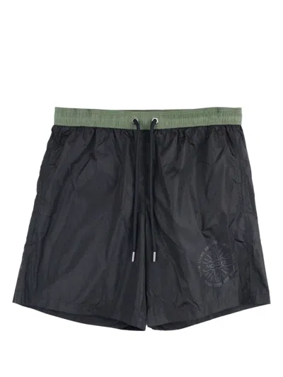 Moncler Logo-print Drawstring Swim Shorts In Black