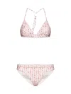 Moncler All-over Logo Printed Triangle Bikini With Adjustable Should In Pink