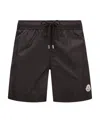 Moncler Logo Patch Detail Elastic Waist Swim Shorts In Black