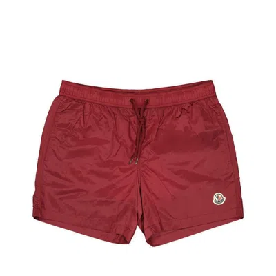 Moncler Sea Logo Patch Swim Shorts In Red