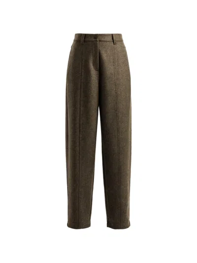 Moncler Seam-detail Wool Trousers In Brown