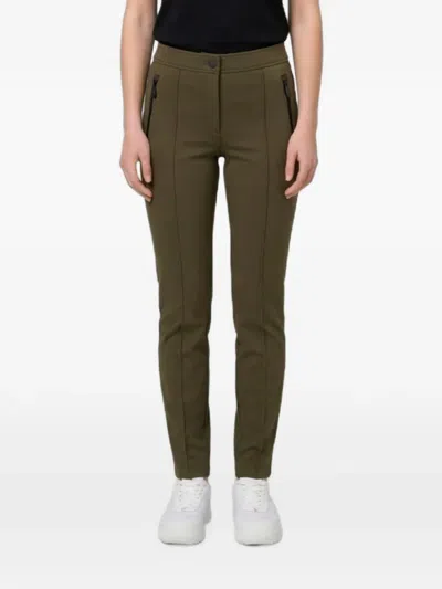 Moncler Seamed Slim-fit Trousers In Green