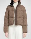 Moncler Seboune Appliquéd Checked Wool-blend Tweed Down Jacket In Miscellaneous