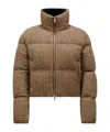 Moncler Seboune Appliquéd Checked Wool-blend Tweed Down Jacket In Brown