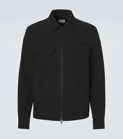 Moncler Seersucker Shirt Jacket In Brown