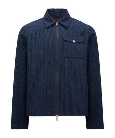 Moncler Zip-up Overshirt In Blue
