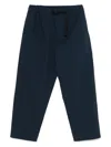 Moncler Navy Belted Seersucker Trousers In Blue
