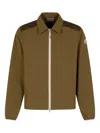 Moncler Seersucker Zip-front Shirt In Brown