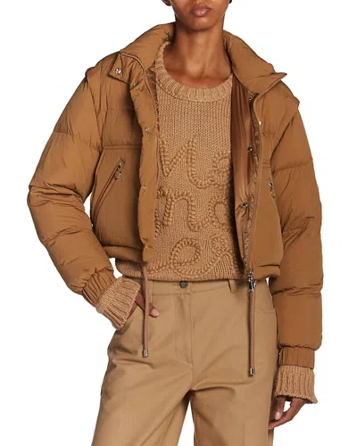 Moncler Selle Convertible Puffer Jacket In Medium Beige