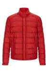 Moncler Selves Down Jacket High Collar Pockets In Red