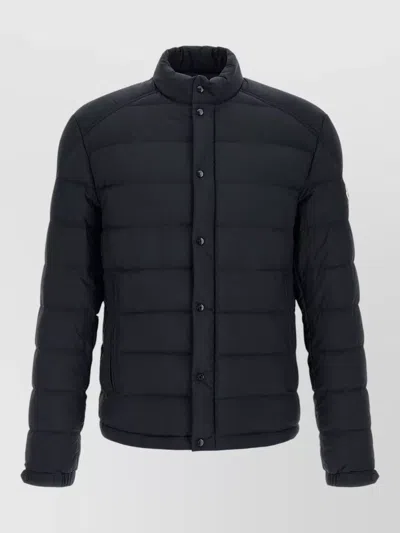 Moncler Selves Hooded Down Jacket Long Sleeves In Blue