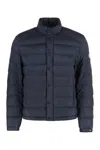 Moncler Padded High Collar Snap Button Down Jacket In Gray